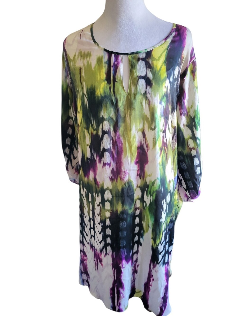 Mossimo Plus Abstract Tie-Dye Tunic Dress Green/Purple sz XXL